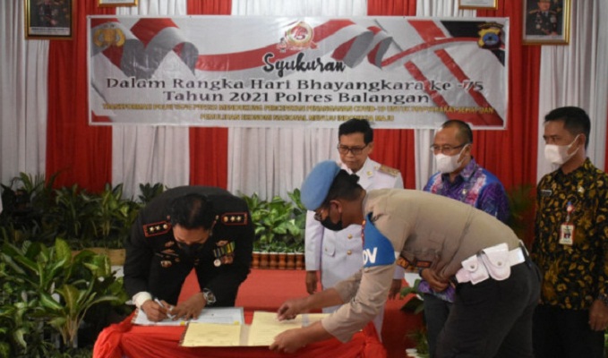 Saat perayaan hari Bhayangkara ke-75 di Aula Polres Balangan